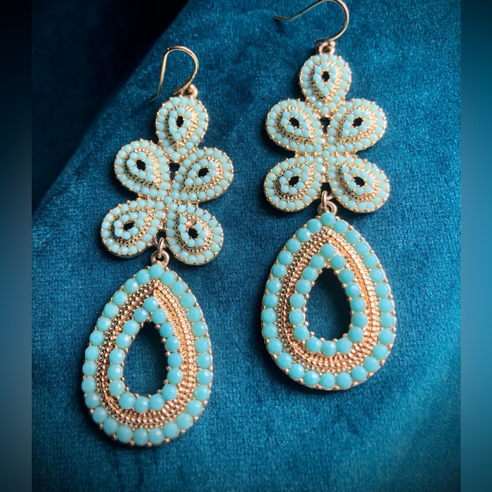 Turquoise Statement Earrings - image 1